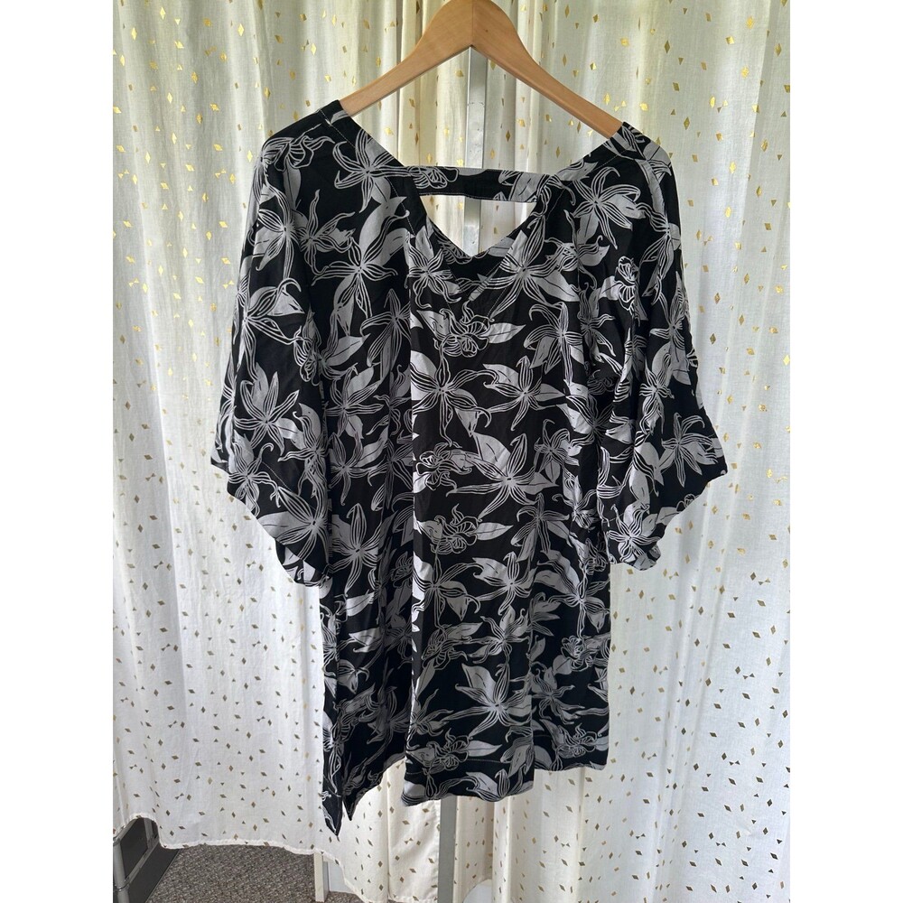 Island Edge Designs Hawaiian Aloha Tiare Floral Bell Quarter Sleeve Mini Dress L - Picture 4 of 6
